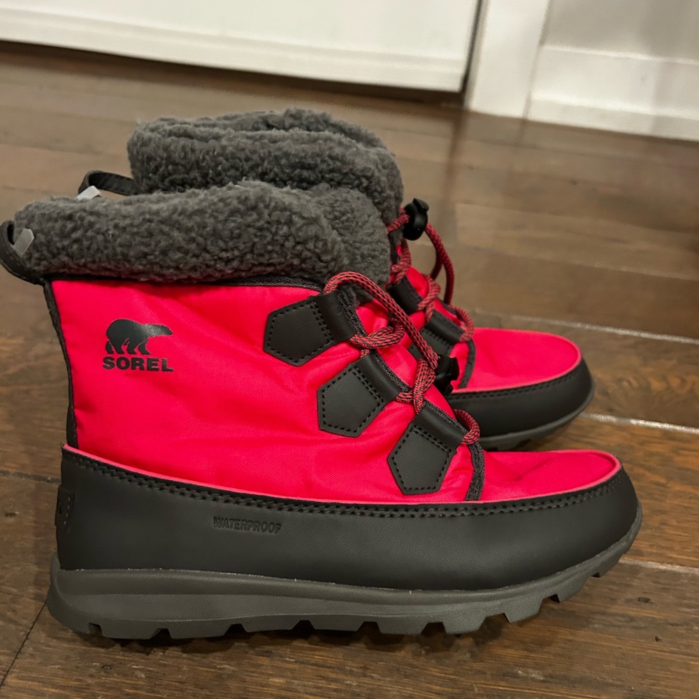 LIKE NEW Sorel Girls Hot Pink Whitney Carnival Waterproof Snow Boots Size 5